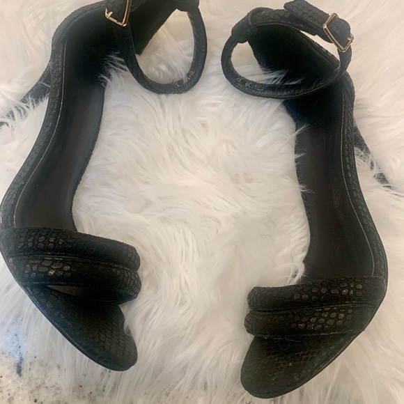 NICHOLAS Black Snakeskin Strappy Stiletto Sandals - Picture 2 of 12